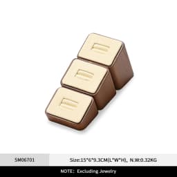 Oirlv Wooden Display Stand Set Beige Velvet Jewelry Ideal for Jeweler & Home Organizer for Necklaces Rings, Earrings, Bracelets