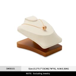 Oirlv Wooden Display Stand Set Beige Velvet Jewelry Ideal for Jeweler & Home Organizer for Necklaces Rings, Earrings, Bracelets