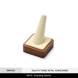 Oirlv Wooden Display Stand Set Beige Velvet Jewelry Ideal for Jeweler & Home Organizer for Necklaces Rings, Earrings, Bracelets