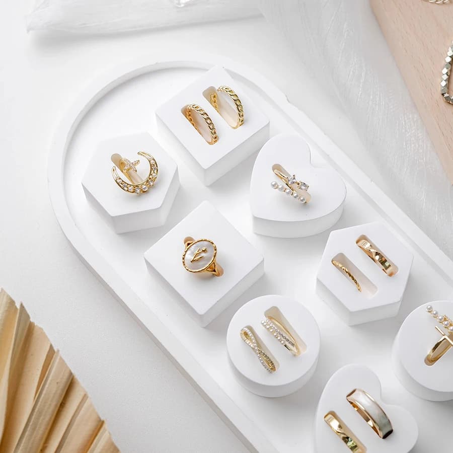 Gypsum white ring display stand, jewelry ring holder, earring storage organizer, creative jewellery,photography props