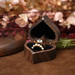 Vintage Wood Heart-Shaped Ring Jewelry Box, Magnetic Jewelry Organizer with Drawer, Wedding Engagement Gift, Ring Storage Case