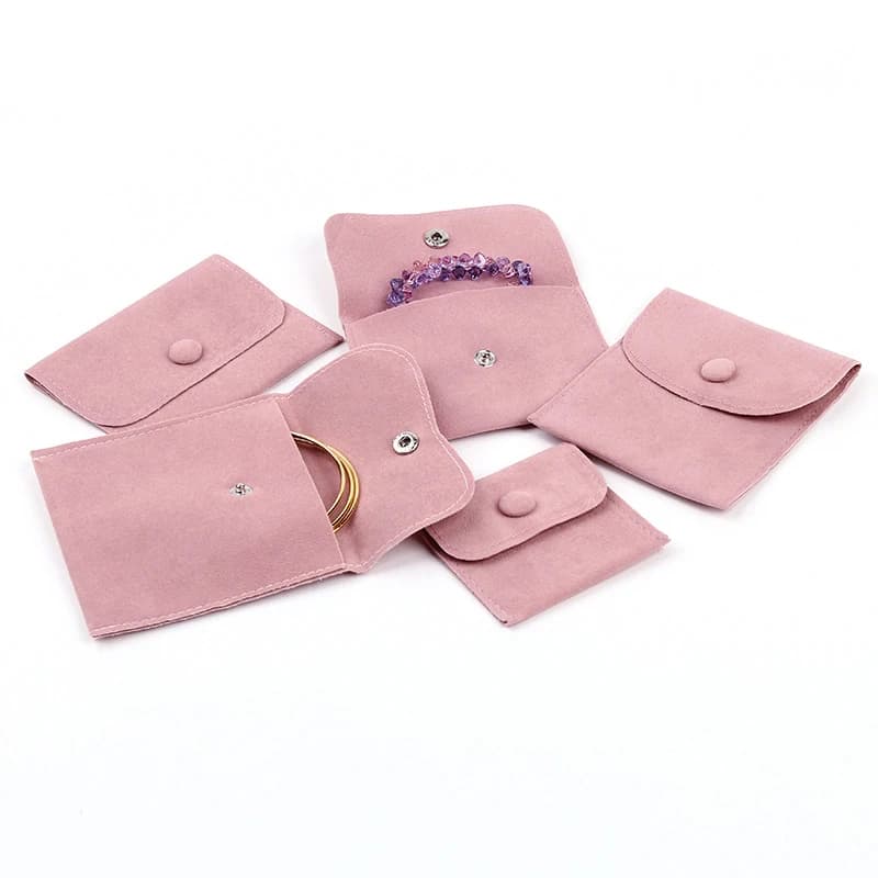 Eco-Friendly Thickened Soft Snap Velvet Jewelry Pouch Earring Ring Anti-Scratch Gift Bag for Jewelry Store Retail Packaging