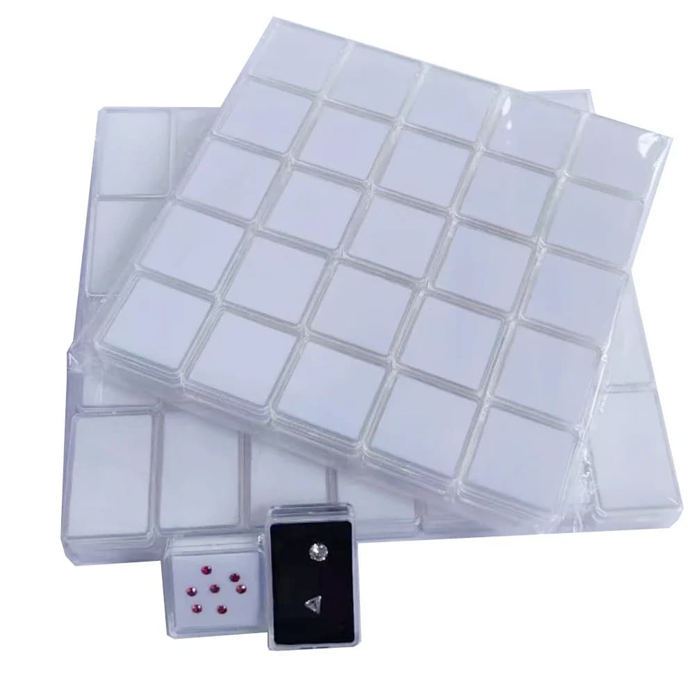 50Pcs Loose Diamond Storage Box Clear Gemstone Organizer Case Charm Holder Bead Container Piercing Jewelry Gem Stone Display Box