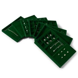 Oirlv Peacock green Velvet Jewelry Display Tray Storage Organizer for Rings, Earrings & Necklaces for Jeweler Retail Displays