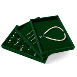 Oirlv Peacock green Velvet Jewelry Display Tray Storage Organizer for Rings, Earrings & Necklaces for Jeweler Retail Displays