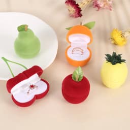 Velvet Jewelry Box Organizer Cute Animal Wedding Ring Box Fruit Storage Case Earring Necklace Display Packaging Gift Accessories