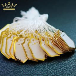 Jewelry Labels Business Cards 100Pcs/lot Price Tags Diy Tie String Jewelry Display Label Gold and Silver Small Tag