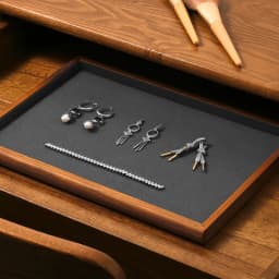 Oirlv Gray Wooden Jewelry Tray Jewelry Display Viewing Plate Ring Pendant Bracelet Storage Plate Display Tray Jewelry Organizer