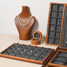 Oirlv Gray Wooden Jewelry Tray Jewelry Display Viewing Plate Ring Pendant Bracelet Storage Plate Display Tray Jewelry Organizer