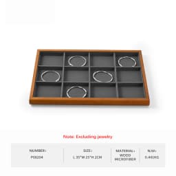 Oirlv Gray Wooden Jewelry Tray Jewelry Display Viewing Plate Ring Pendant Bracelet Storage Plate Display Tray Jewelry Organizer