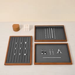 Oirlv Gray Wooden Jewelry Tray Jewelry Display Viewing Plate Ring Pendant Bracelet Storage Plate Display Tray Jewelry Organizer