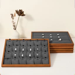 Oirlv Gray Wooden Jewelry Tray Jewelry Display Viewing Plate Ring Pendant Bracelet Storage Plate Display Tray Jewelry Organizer