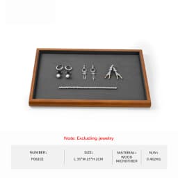 Oirlv Gray Wooden Jewelry Tray Jewelry Display Viewing Plate Ring Pendant Bracelet Storage Plate Display Tray Jewelry Organizer