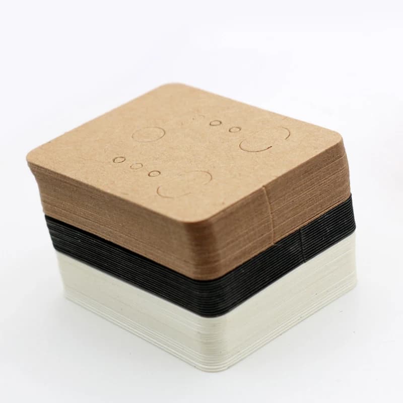 50pcs 3.8x4.8cm Earring Display Card Earring Card Holder Blank Kraft Paper Tags for DIY Ear Studs Long Drop Jewelry Display Card