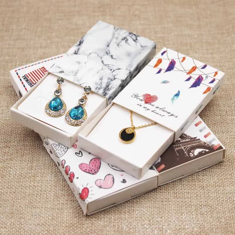 New Dreamcatcher/Marble Pattern Gift Box Vintage Kraft/White Uk & USA/France Country Stamp Wedding/Candy Box 12 Boxes + 12 Cards