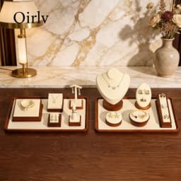 Oirlv Solid Wood Jewelry Tray Bracelet Ring Display Props Sets Jewelry Organizer Holder Necklace Display Stand Jewelry Plate