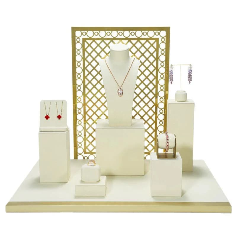 Jewelry Rack Display All Beige Microfiber Window Necklace Ring Jewelry Display Props High-End Display Props Free Combination