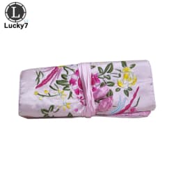 Embroidered Jewelry Storage Bag Chinese Wind Silk Jewelry Organizer Travel Pouch Ring Necklace Zipper Embroidery Bird Roll Bag