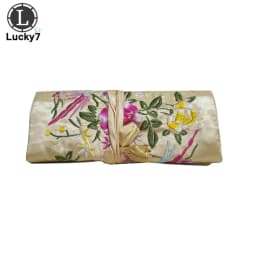 Embroidered Jewelry Storage Bag Chinese Wind Silk Jewelry Organizer Travel Pouch Ring Necklace Zipper Embroidery Bird Roll Bag