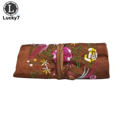 Embroidered Jewelry Storage Bag Chinese Wind Silk Jewelry Organizer Travel Pouch Ring Necklace Zipper Embroidery Bird Roll Bag