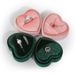 1 Pcs 5.5x5x3.5cm Pink/Green Heart Shaped Jewelry Box Corduroy Ring Pair Pendant Box Simple and Exquisite Jewelry Storage Box