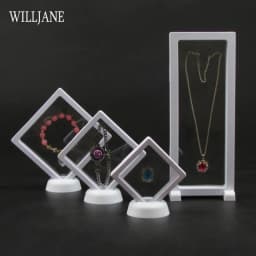 3D Floating Picture Frame Shadow Box Protect Ring Earrings Jewelry Display Stand Pendant Necklace Holder Gem Stones Storage Case
