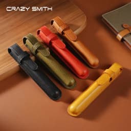 CRAZYSMITH Handmade Genuine Leather Fountain Pen Case, Full Grain Cowhide Pen Sleeve Holder, Protective Pen Pouch, Luxury Gifts