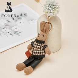 FOXER Creative Lady Rabbit Keychain Cute Metal Bag Pendant as Gift