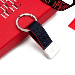 CH Embossed Monogram Leather Keychain Gold Plated Key Ring Luxury Stylish Key Holder Gift Daily Use Fashion Accessory Trendy