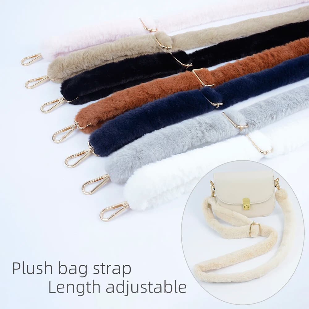 1 Pc Winter Warm Long Length Adjustable Plush Bag Strap Replacement Furry Belt for Women Shoulder Crossbody Bags Accessories