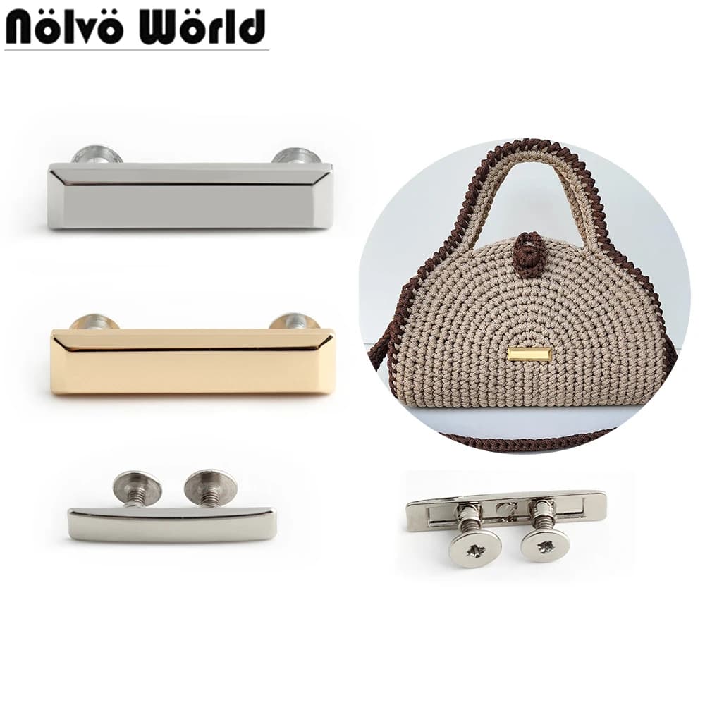 50/100PCS 39x10mm Rectangle Metal Labels With Screws For Handmade Logo Bags Purse Customize Brand DIY Sewing Tag Accessories