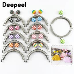 2/5/10Pcs 85mm Embossed Metal Bag Handle Color Bead Coin Purse Frame Kiss Clasp Handbag Wallet Sewing Brackets for Making Bags