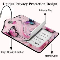 HOT SALE Tyrant Butterfly Leather Business Luggage Tag Suitcase Address Label Luggage Boarding Case Label Name ID Address Clip