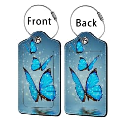 HOT SALE Tyrant Butterfly Leather Business Luggage Tag Suitcase Address Label Luggage Boarding Case Label Name ID Address Clip