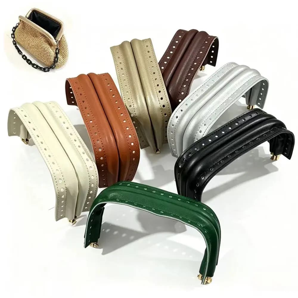 1PC Leather Covered Purse Frame Aluminum Bag Clasp Frame DIY Handbag Making Sewing Craft Replacement Handle Hardware Accessory