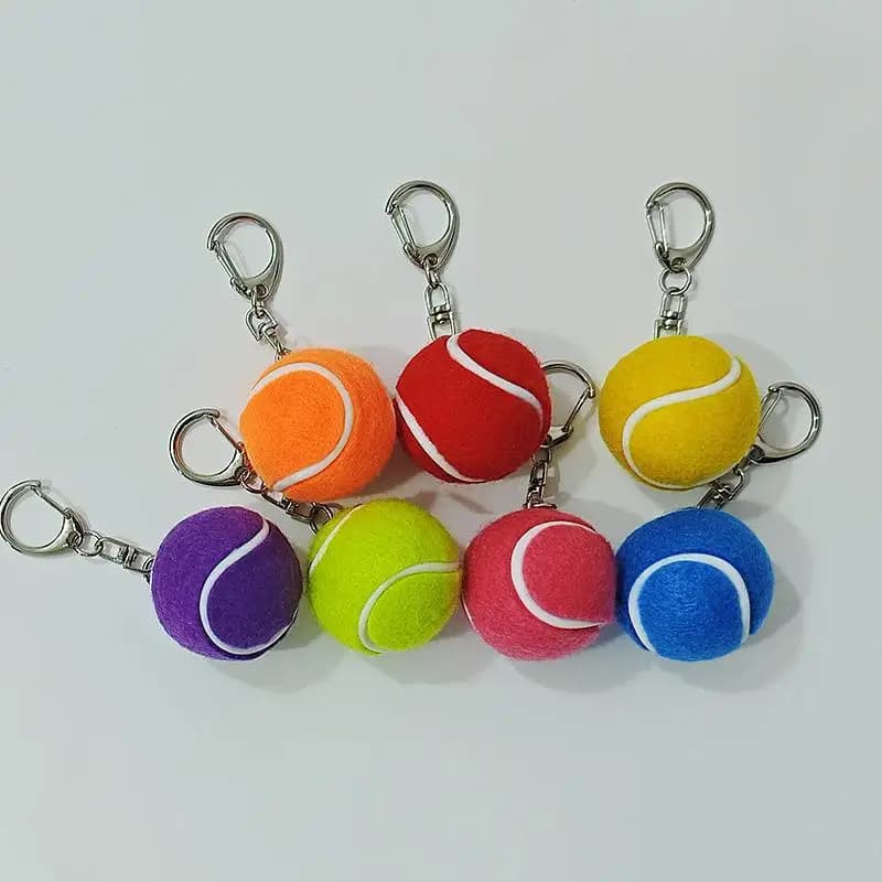 1Pcs Mini Tennis Ball Keychains With Vibrant Assorted Colors And Metal Clasps For Backpack Decor Tennis Lovers Small Gifts