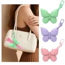 Silicone Butterfly Shaped Lip Balm Holder Keychain Cute Design Multiple Colors Perfect For Handbag Backpack Daily Travel Use