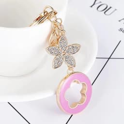 Pretty Alloy Flower Keychain Fashion Portable Rhinestone Pendant Keyring Multipurpose Exquisite Jewelry Bag