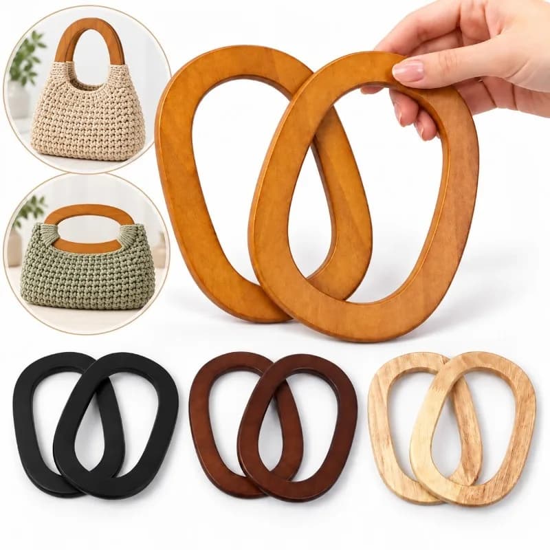 2/4/10Pcs 17cm Oval Wooden Bag Handle Rings for Purse Frame Crochet Handbag DIY Handmade Knitting Sewing Craft Accessories Kit