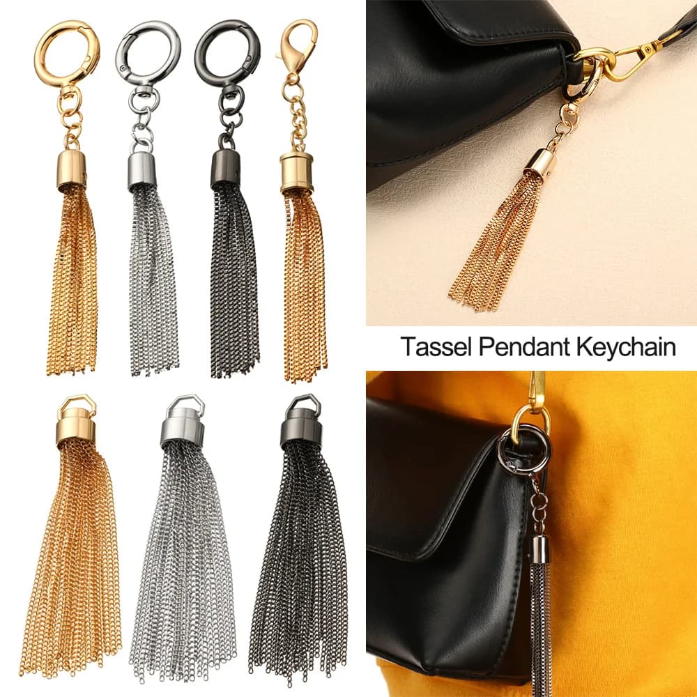 Fashion Metal Decoration Buckle Tassel Pendant Keychain for Handbag Bag Purse Hardware Accessories DIY Crafts Decor Tassel