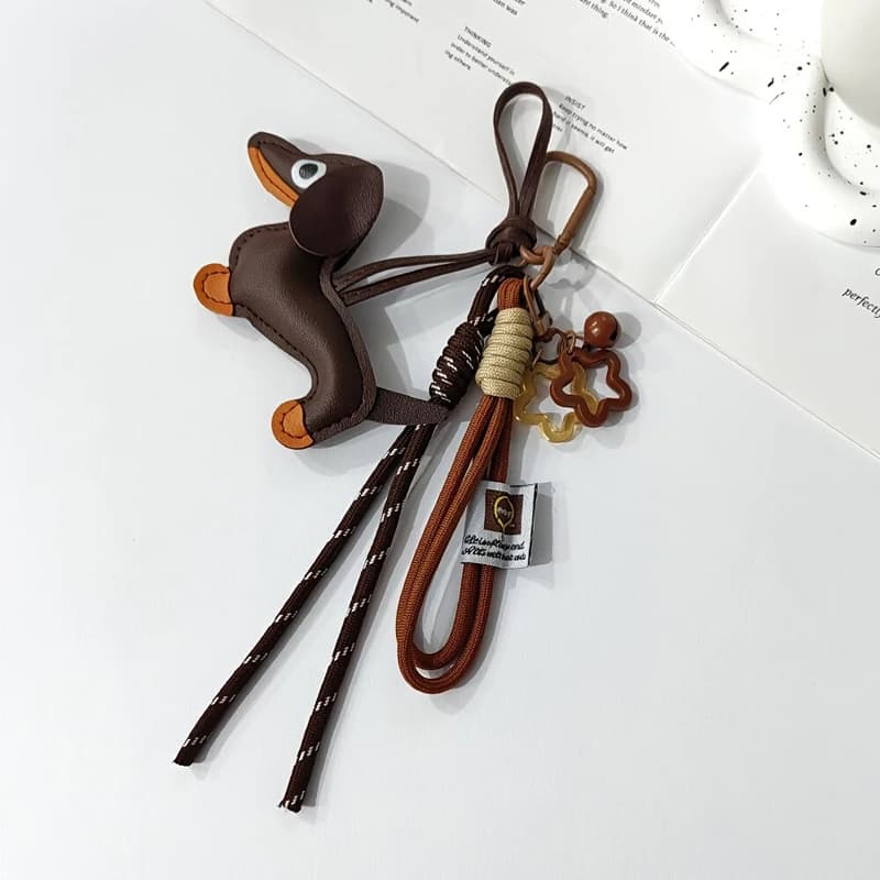 1PC Dachshund Keychain Bag Charm Mini Star PU Leather Creative Gift for Women Purse Car Hanging Chatm Accessories
