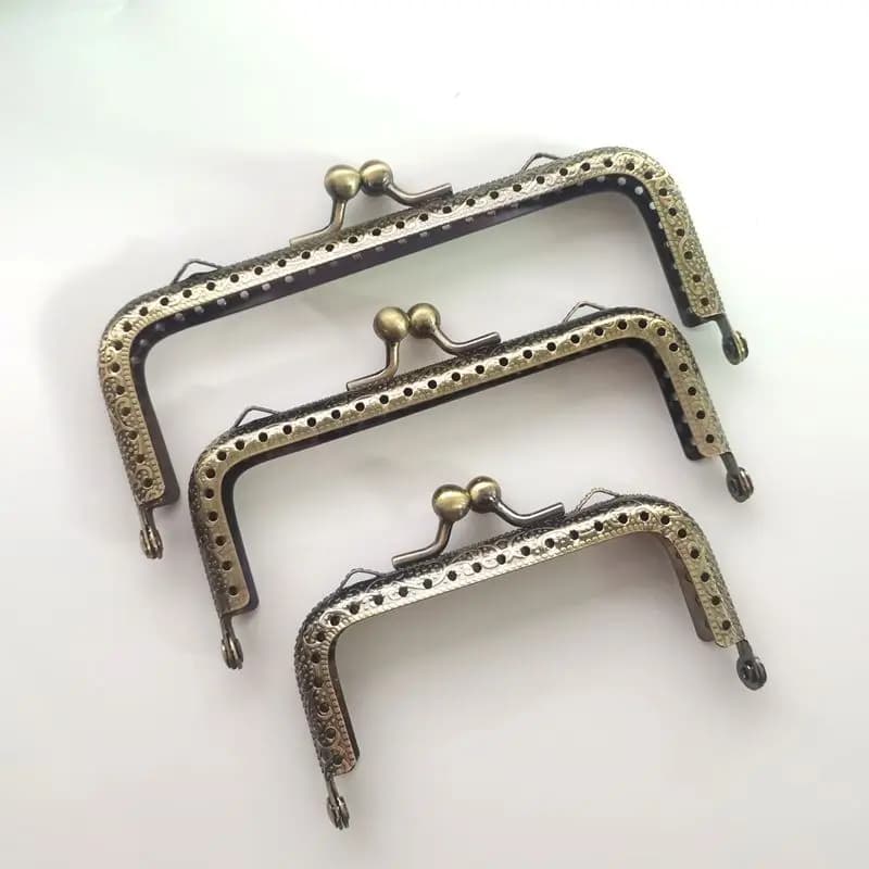 10pcst DIY 8.5 10.5 12.5 Cm Elegant Press Antique Bronze Square Metal Purse Frame Handle For Bag Sewing Craft Tailor Sewer