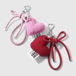 Sweet Plush Love Heart Bag Charm Keychain Pendant with Woven Rope Bow for Backpack Car Key Decoration Keyring
