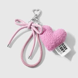 Sweet Plush Love Heart Bag Charm Keychain Pendant with Woven Rope Bow for Backpack Car Key Decoration Keyring