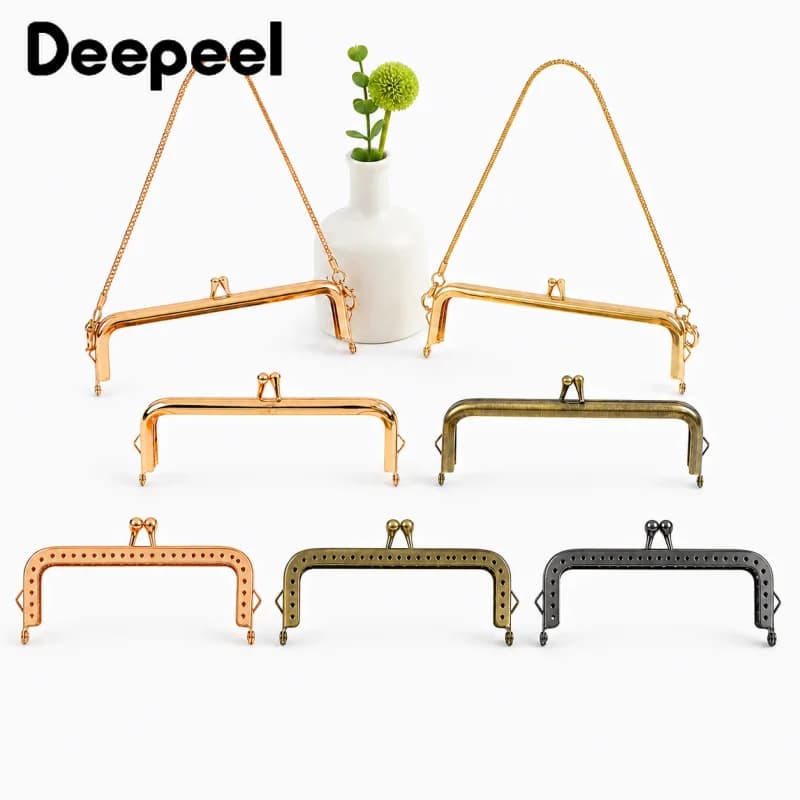 1/2/4Pcs 18cm Metal Kiss Clasp Lock Purse Frame Bead Head Square Handle Women Handbag Wallet Handles DIY Bag Bracket Accessories