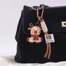 Lovely Weave Christmas Pendant Elk Cartoon Santa Claus Keychain Bag Pendant Charm New Year Gift Christmas Keyring Accessories