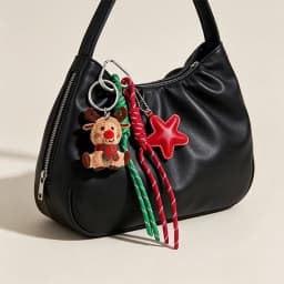 Lovely Weave Christmas Pendant Elk Cartoon Santa Claus Keychain Bag Pendant Charm New Year Gift Christmas Keyring Accessories