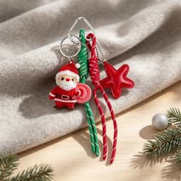 Lovely Weave Christmas Pendant Elk Cartoon Santa Claus Keychain Bag Pendant Charm New Year Gift Christmas Keyring Accessories