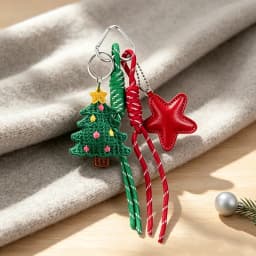 Lovely Weave Christmas Pendant Elk Cartoon Santa Claus Keychain Bag Pendant Charm New Year Gift Christmas Keyring Accessories