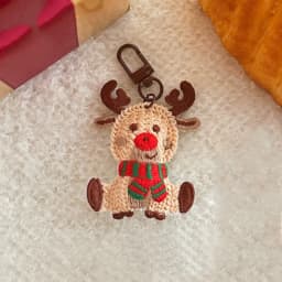 Lovely Weave Christmas Pendant Elk Cartoon Santa Claus Keychain Bag Pendant Charm New Year Gift Christmas Keyring Accessories